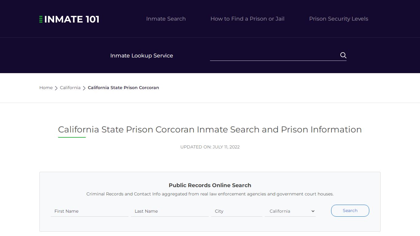 California State Prison Corcoran Inmate Search, Visitation ...